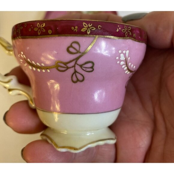 Vtg Craftsman China Hand Painted Cup and Saucer Set Japan 401 Fuji Pagoda Raised - Picture 4 of 12